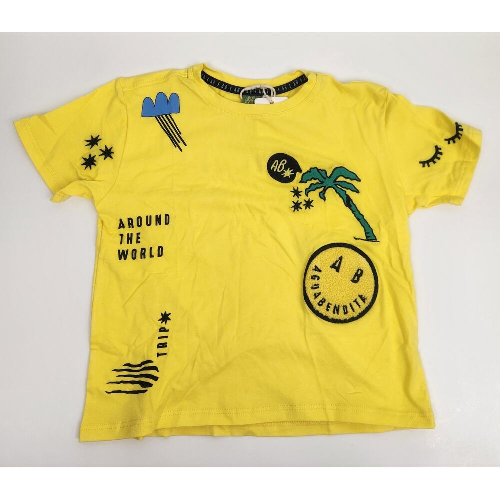 Agua Bendita Dave T-Shirt Yellow Joo Bah Size 4 Kids NWT Short Sleeve